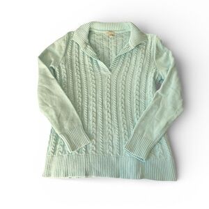 Talbots Cable Knit Sweater Women’s Medium Light Green Cotton Pullover